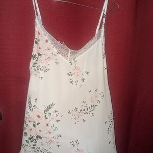 Dex White Floral Camisole with Lace Trim